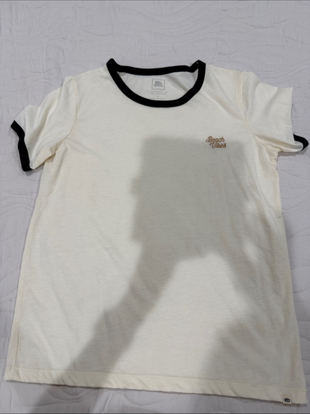 Rip Curl Cream Ringer Tee with Black Trim -Short Sleeve